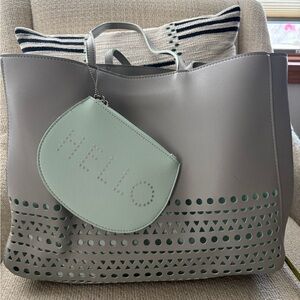 Mint Accent Gray Tote Bag - Women's Handbag